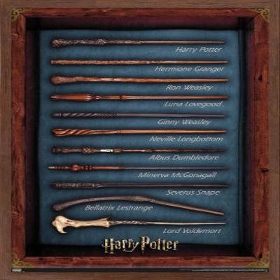 Trends International The Wizarding World: Harry Potter - Wands Wall Poster, 14.725" x 22.375", Mahogany Framed Version