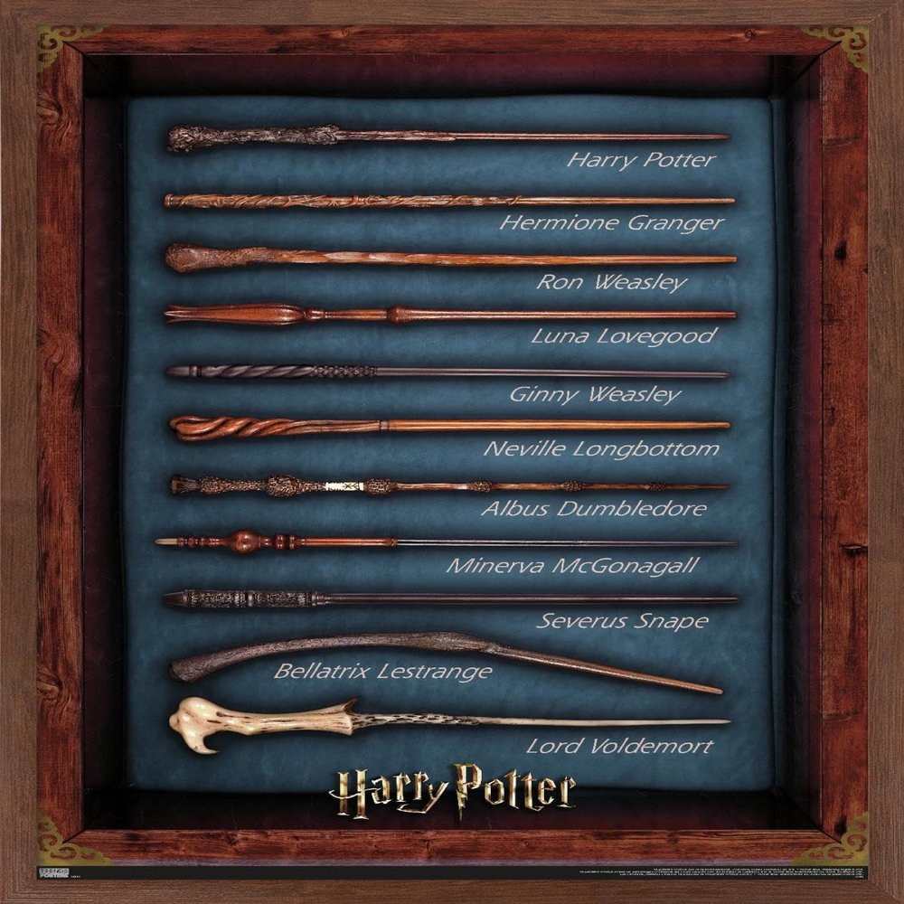 Trends International The Wizarding World: Harry Potter - Wands Wall Poster, 14.725" x 22.375", Mahogany Framed Version