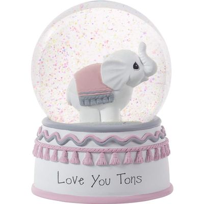 Precious Moments Resin/Glass Love You Tons Elephant Musical Snow Globe, Pink