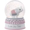 Precious Moments Resin/Glass Love You Tons Elephant Musical Snow Globe, Pink view 1