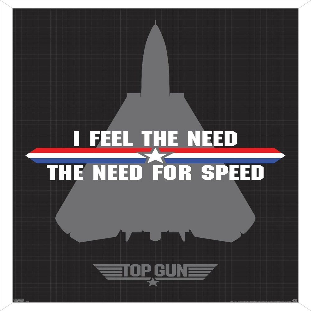 Trends International Top Gun - Need for Speed Wall Poster, 14.725" x 22.375", White Framed Version
