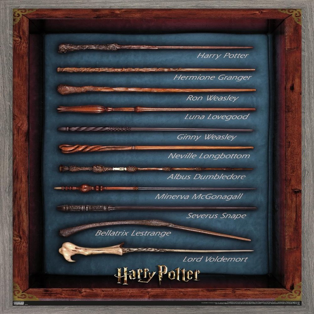 Trends International The Wizarding World: Harry Potter - Wands Wall Poster, 14.725" x 22.375", Barnwood Framed Version