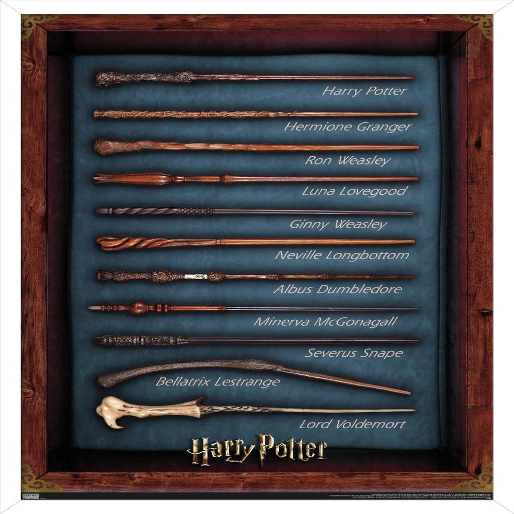 Trends International The Wizarding World: Harry Potter - Wands Wall Poster, 14.725" x 22.375", White Framed Version