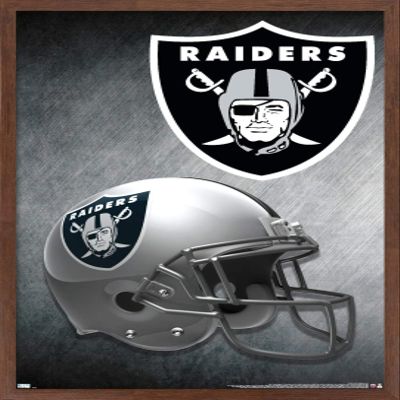 Trends International NFL Las Vegas Raiders  Helmet 20 Wall Poster, 14.725" x 22.375", Mahogany Framed Version
