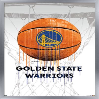Trends International NBA Golden State Warriors - Drip Ball 20 Wall Poster, 14.725" x 22.375", Silver Framed Version
