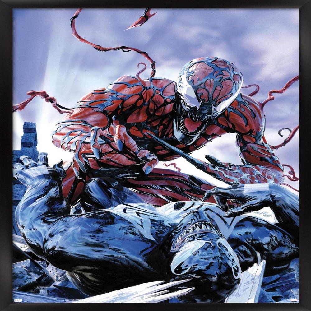 Trends International Marvel Comics - Carnage - Battle with Venom Wall Poster, 14.725" x 22.375", Black Framed Version