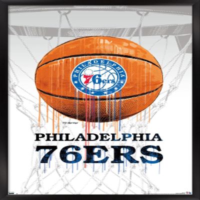 Trends International NBA Philadelphia 76ers - Drip Ball Wall Poster, 22.375" x 34", Black Framed Version