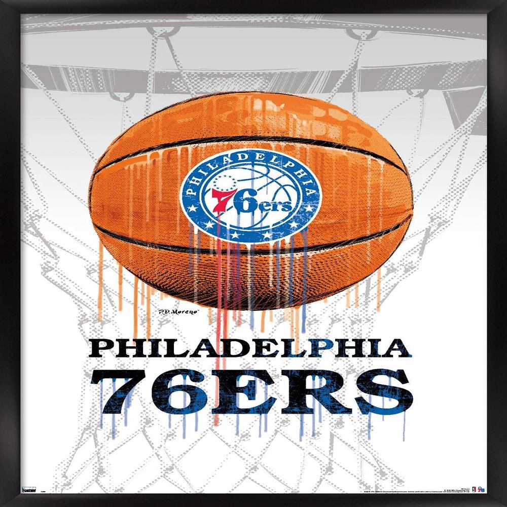 Trends International NBA Philadelphia 76ers - Drip Ball Wall Poster, 22.375" x 34", Black Framed Version