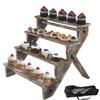 J JACKCUBE DESIGN Rustic Wood Display Stand, 4 Tier Cupcake Stand Stair Shelf, Portable Display Riser, Included Bag for Storage, Decorative Dessert Stand - MK578A view 1
