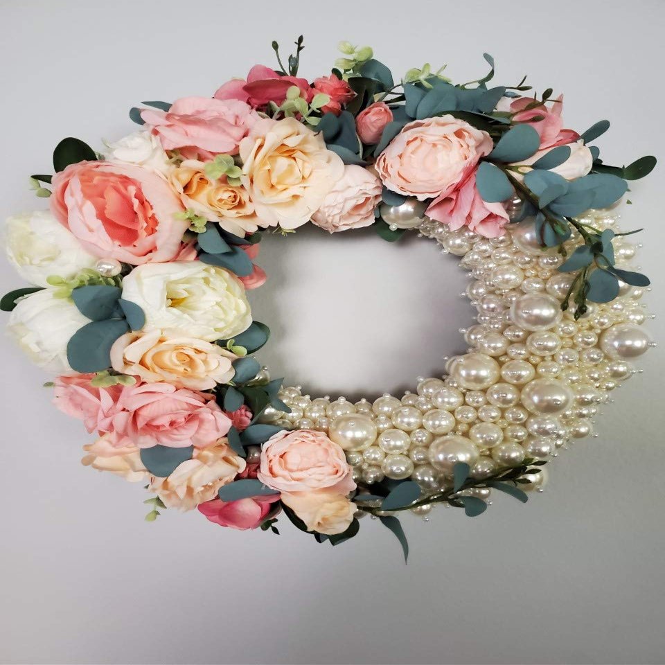 flowers and pearls wreath