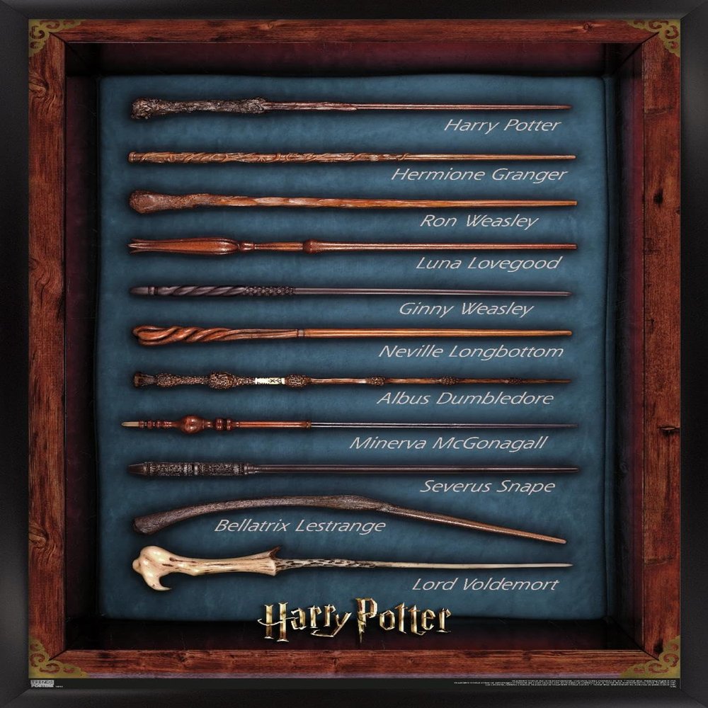 Trends International The Wizarding World: Harry Potter - Wands Wall Poster, 14.725" x 22.375", Black Framed Version