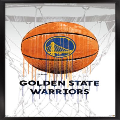 Trends International NBA Golden State Warriors - Drip Ball 20 Wall Poster, 22.375" x 34", Black Framed Version