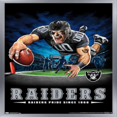 Trends International NFL Las Vegas Raiders  End Zone 20 Wall Poster, 14.725" x 22.375", Silver Framed Version