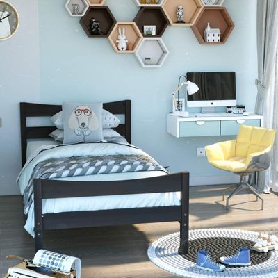 Giantex Wood Twin Bed Frames with Headboard, Modern Platform Bed with Wooden Slats Support, Under-Bed Storage Space, No Box Spring Needed, Twin Bed Frames for Kids Guest Adults, Espresso