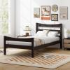 Giantex Wood Twin Bed Frames with Headboard, Modern Platform Bed with Wooden Slats Support, Under-Bed Storage Space, No Box Spring Needed, Twin Bed Frames for Kids Guest Adults, Espresso view 3