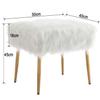 Wahson Faux Fur Square Ottoman Seat Footstool with Gold Legs Small Stool Pouffe for Bedroom/Living Room/Vanity (White,Length-50 CM) view 2