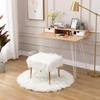 Wahson Faux Fur Square Ottoman Seat Footstool with Gold Legs Small Stool Pouffe for Bedroom/Living Room/Vanity (White,Length-50 CM) view 3