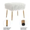 Wahson Faux Fur Square Ottoman Seat Footstool with Gold Legs Small Stool Pouffe for Bedroom/Living Room/Vanity (White,Length-50 CM) view 4