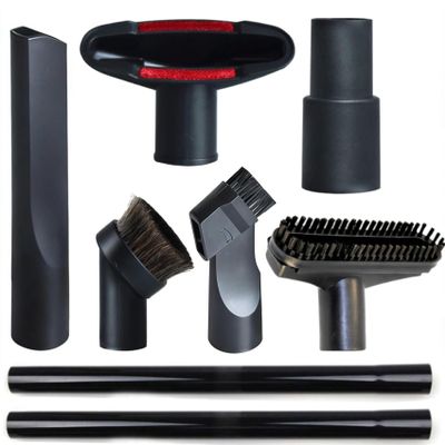 8 Pack Vacuum Attachments for Shop Vac Accessories 1 1/4" - 2 Vacuum Extension Wand, 1 1/4 inch (32 mm) & 1 3/8 inch (35 mm) Vacuum Hose Adapter, 1 1/4 inch Vacuum Cleaner Accessories Brush Kit
