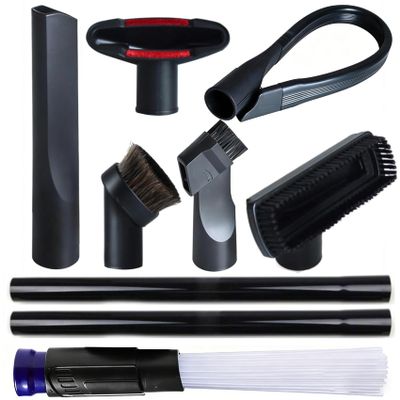 9 Pack Universal Vacuum Attachment Kit Wet Dry Vacuum Hose Adapter 1-1/4" Vacuum Cleaners Accessories with Horse Hair Brush Extension Wand Flexible Crevice Tool Adapter for Shop Vac Accessories