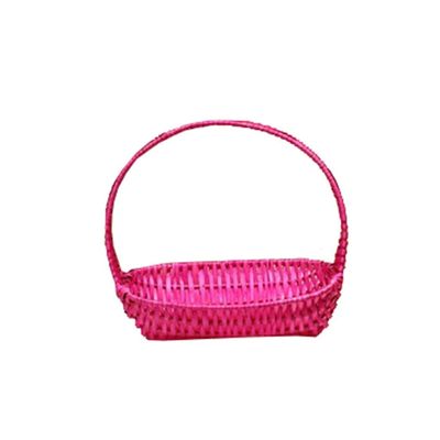 Egg Baskets, Portable Handle Handmade Wicker Woven Hamper For Kitchen Picnic Fruit Food Storage (Color : Pink, Size : 433010cm(35))