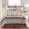 Levtex Home Merry & Bright Collecion - Let It Snow Quilt Set - Full/Queen Holiday Quilt 88x92 and Two Standard Shams 20x26 - Christmas Fun in Red, Turquoise, Green, White - Reversible view 2