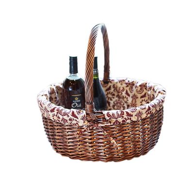 Egg Baskets, With Cotton Lining Handmade Wicker Woven Hamper For Picnic Fruit Bread Food Storage (Size : 342819/36cm)