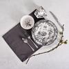 222 Fifth Adelaide 16-Piece Black Porcelain Dinnerware Set  Service for 4, Featuring Hand-Applied Romantic Woodland Bird Design, for Everyday Dining & Entertainment, Microwave & Dishwasher Safe view 3