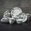 222 Fifth Adelaide 16-Piece Black Porcelain Dinnerware Set  Service for 4, Featuring Hand-Applied Romantic Woodland Bird Design, for Everyday Dining & Entertainment, Microwave & Dishwasher Safe view 4