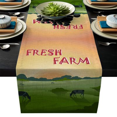 Dining Table Runner for Home Kitchen Dining Table Coffee Table Decorative Farm Prairie Pasture Fresh Farm Cotton Line Table Linens for Holiday/Wedding/Gathering Party 13x90inch