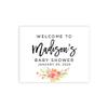 Andaz Press Personalized Large Canvas Baby Shower Welcome Sign, 16 x 20 Inches, Minimal Coral Pink Rose Buds, Guestbook Alternative, Custom Baby Shower Sign, for Floral Baby Shower, Baby Sprinkle view 1
