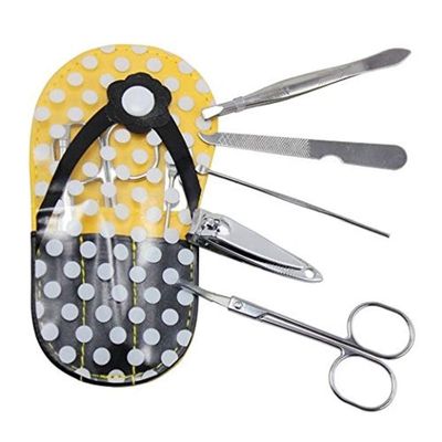 Home and Holiday Shops Yellow Polka Dot Flip Flop Design Manicure Set