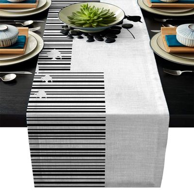 Dining Table Runner for Home Kitchen Dining Table Coffee Table Decorative Illustration Style Boy Fishing Silhouette Cotton Line Table Linens for Holiday/Wedding/Gathering Party 18x72inch