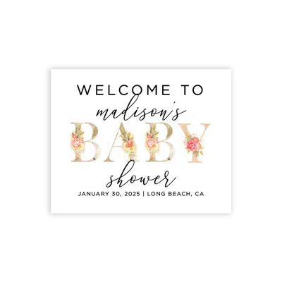 Andaz Press Personalized Large Canvas Baby Shower Welcome Sign, 16 x 20 Inches, Floral Baby, Guestbook Alternative, Custom Baby Shower Sign, for Floral Baby Shower, Baby Sprinkle