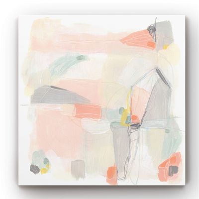 Renditions Gallery Abstract Wall Paintings for Home Rustic Pink & Grey Pastel Color Canvas Hanging Artwork for Bedroom Office Kitchen Decor - 40"x40" LT34