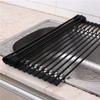 Ahyuan Large Roll up Dish Drying Rack Foldable Dish Rack Over Sink Dish Drainer Roll-up Sink Drying Rack Full Silicone Coated Stainless Still Dish Drying Rack (Matte Black, 17.7''X13.13'') view 2
