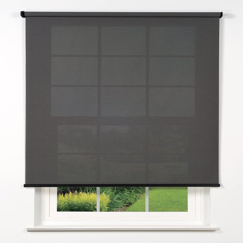 Linen Avenue Cordless 5% Solar Screen Standard Roller Shade, Charcoal 43 W x 78 H (Arrives 1/4" Narrower)