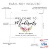 Andaz Press Personalized Large Canvas Baby Shower Welcome Sign, 16 x 20 Inches, Fuchsia Purple Florals, Guestbook Alternative, Custom Baby Shower Sign, for Floral Baby Shower, Baby Sprinkle Theme view 2