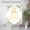Andaz Press Personalized Large Canvas Baby Shower Welcome Sign, 16 x 20 Inches, Gold and Greenery Leaf Foliage, Guestbook Alternative, Custom Baby Shower Sign view 3