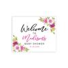 Andaz Press Personalized Large Canvas Baby Shower Welcome Sign, 16 x 20 Inches, Fuchsia Florals, Guestbook Alternative, Custom Baby Shower Sign, for Floral Baby Shower, Baby Sprinkle Theme view 1