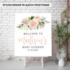 Andaz Press Personalized Large Canvas Baby Shower Welcome Sign, 16 x 20 Inches, Blush Pink Watercolor Florals, Guestbook Alternative, Custom Baby Shower Sign For Floral Baby Shower Baby Sprinkle Theme view 3