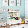 Costzon Toy Storage Organizer, 4-Cubby Kids Bookshelf with Footboard and Name Card, Wooden Children's Bookcase, Montessori Toy Shelf for Playroom, Bedroom, Daycare, Classroom (White) view 2