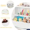 Costzon Toy Storage Organizer, 4-Cubby Kids Bookshelf with Footboard and Name Card, Wooden Children's Bookcase, Montessori Toy Shelf for Playroom, Bedroom, Daycare, Classroom (White) view 4