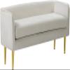 Meridian Furniture Audrey Collection Modern | Contemporary Velvet Upholstered Bench with Sturdy Metal Legs in Gold Finish, 52" W x 19" D x 24" H, Cream view 1