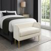 Meridian Furniture Audrey Collection Modern | Contemporary Velvet Upholstered Bench with Sturdy Metal Legs in Gold Finish, 52" W x 19" D x 24" H, Cream view 2