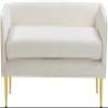 Meridian Furniture Audrey Collection Modern | Contemporary Velvet Upholstered Bench with Sturdy Metal Legs in Gold Finish, 52" W x 19" D x 24" H, Cream view 3