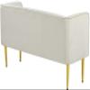 Meridian Furniture Audrey Collection Modern | Contemporary Velvet Upholstered Bench with Sturdy Metal Legs in Gold Finish, 52" W x 19" D x 24" H, Cream view 4