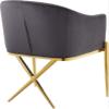 Meridian Furniture Xavier Collection Modern | Contemporary Velvet Upholstered Dining Chair with Sturdy Steel X Shaped Legs, 25.5" W x 24.5" D x 31.5" H, Grey view 3