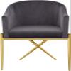 Meridian Furniture Xavier Collection Modern | Contemporary Velvet Upholstered Dining Chair with Sturdy Steel X Shaped Legs, 25.5" W x 24.5" D x 31.5" H, Grey view 4