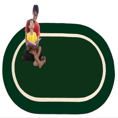 KidCarpet Montessori Classroom Rug 6' x 8'6" Oval, Green/Crme Children Playing Rug | Area Rugs for Kids | School Carpet for Children | Rug for Children's Classroom or Daycare Activity Area